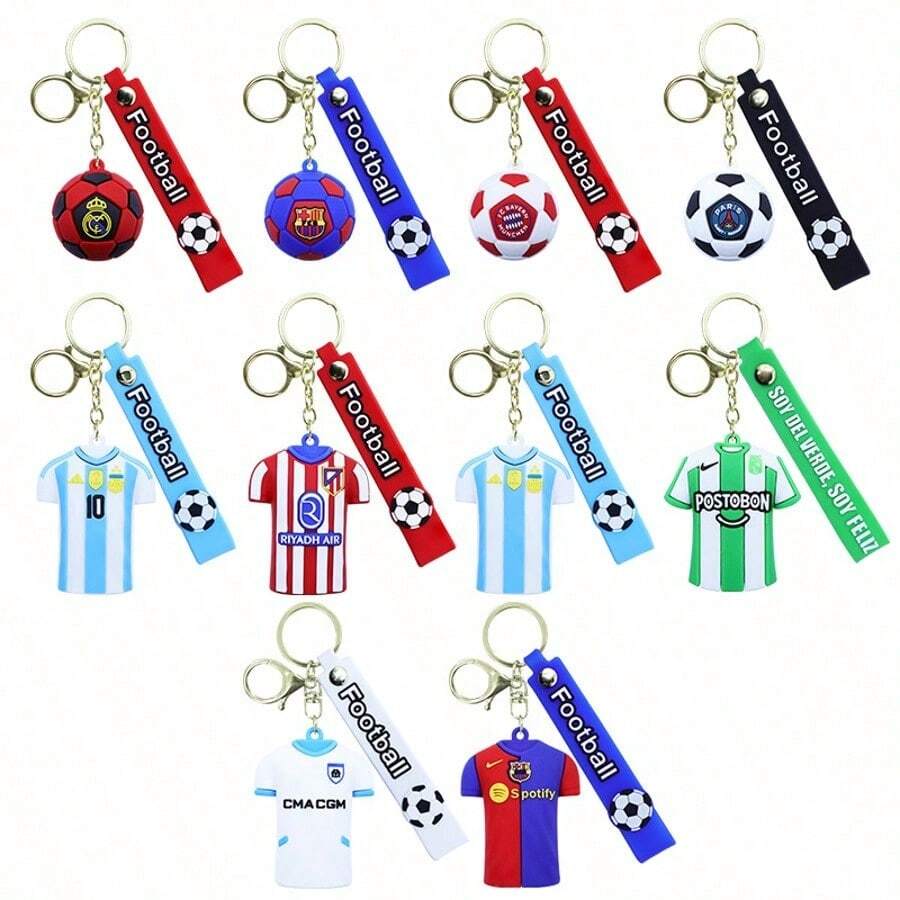 1pc World Cup Jersey Keychain, PVC Epoxy Material Keychain, DIY Creative Backpack Keychain Pendant, New Year Gift, Valentine's Day Gift, Easter Gift [Random Style] - Multicolor - View 1