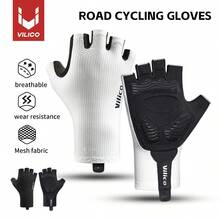 Vilico 1 pereche mănuși fără degete alb-negru, mănuși unisex fitness cu jumătate de deget, stil sport în aer liber cu tampoane groase antiderapante pentru palme, material respirabil și durabil, potrivite pentru sală de sport, alergare, haltere, volei, baschet, badminton, ciclism, drumeții, alpinism, dans, camping, pescuit, ciclism și alte sporturi - Multicolor - Vizualizare 3