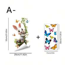1/4 Set Cute Rabbit Rocking Window Stickers, Suitable For Spring, Reusable PVC Double-Sided Visible Animal Static Cling Window Stickers, Applicable For Glass Doors, Windows, Living Room, Kids Room And Indoor Decoration - Window Stickers - View 16