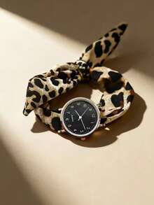 Reloj de cuarzo con pañuelo de estampado de leopardo, de moda, minimalista y elegante, para adolescentes, adecuado para la escuela y el campus. También es un gran regalo para mujeres, madres, fiestas, festivales y la temporada de regreso a clases. - Multicolor - Ver 4