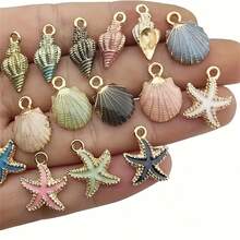 30/50/80/100个锌合金珐琅海洋海星和贝壳吊坠 - DIY珠宝制作吊坠 - 海星海螺貝殼 - 查看 4