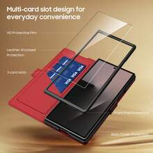 1pc Hadaasi Green Magnetic PU Leather Case With Stand, Screen Glass Film, Wallet Card Slots, Foldable Wrist Strap, 3-In-1 Protection Cover For Samsung Galaxy Z Fold 7/Z Fold 6/Z Fold 5/Z Fold 4/Z Fold 3/Z Fold 2 - Army Green - View 5