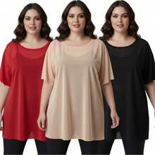 Set Of 3 Plus Size Tulle Blouses For Workout/Gym/Sheer Shirt - 彩色 - 查看 5