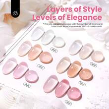 Beetles Gel Polish Whispers Of Love Jelly Gel Nail Polish Set - 6 Colors Milky White Nude Pink Neutral Sheer Translucent Soak Off UV Gel Nail Kit - 6 Màu Đơn Sắc Tối Thượng - Xem 3