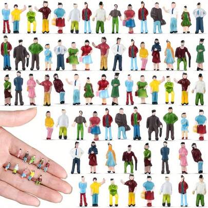 99Piece Miniature Painted Model Figures Set, 1:75-1:00 Scale - Train Station & City Scene Passengers, Dollhouse Role Play Characters, Perfect For Model Train Layouts & Architectural Projects