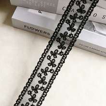 4厘米 2码/5码 花卉刺绣蕾丝花边丝带礼品包装，装饰蕾丝面料，适用于缝制连衣裙、服装装饰、服装配饰和DIY工艺项目（白色、象牙色、黑色） - A0 - 查看 14