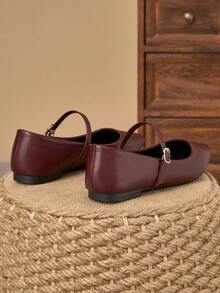 Women's Pointed Toe Splicing Low Vamp Flat Casual Shoes, Purple, Versatile, Suitable For Autumn & All Seasons - Redwood - View 6