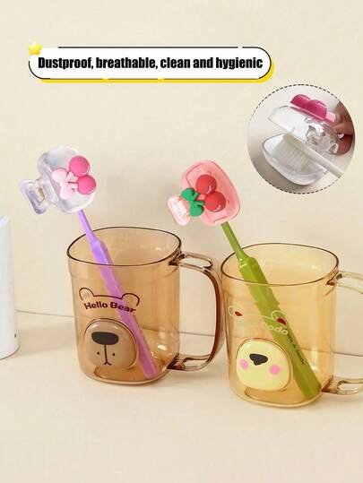 2/1pc Cherry Pattern Portable Toothbrush Case, Cute Cherry Design, Transparent White And Transparent Red Color, Travel Toothbrush Storage Box, Portable Toothbrush Head Protector Clip, Toothbrush Storage Clip, Toothbrush Protective Cover, Protect Toothbrush Head, Portable Design Easy To Carry, Anti-Dust Toothbrush Head Cover, Travel Essential, Best Gift For Lover, Friend, Family, Teacher, Travel Enthusiast, Necessary For Home And Dormitory.