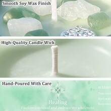 EVODUCK Candles Scenteds | Lavender & Eucalyptus 3oz Scented Soy Wax Candle With Green & White Crystal | For Deep Focus, Meditation, Yoga & Reading | Valentine's Day, Birthdays Gift | With Guidance Card - Crystal Candles - View 9