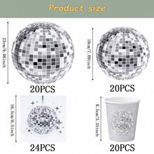 迪斯科球图案一次性餐具套装，7/9英寸派对餐盘，一次性纸盘，餐巾纸，纸杯，适用于节日、婚礼、订婚、生日、派对、庆祝活动 - 多色 - 查看 11