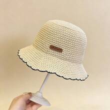 1 pieza Sombrero de cubo nuevo de primavera/otoño, sombrero casual versátil de protección solar de unicolor estilo coreano con etiqueta de cuero de moda - Multicolor - Ver 8