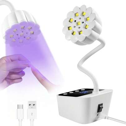 Wireless Lotus Nail Lamp LED UV Nail Dryer Touch Control Rechargeable Nail Light With Auto Sensing Fast Drying 360° Bendable