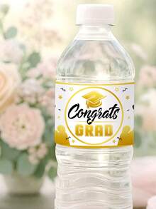 8/16张 2026毕业季水瓶贴纸，毕业派对水瓶贴纸，黑金/白金主题纸质贴纸，21*5厘米，适用于毕业定制贴纸、毕业派对贴纸、高中/大学毕业派对、毕业庆祝活动、祝贺毕业派对用品 - 查看 10