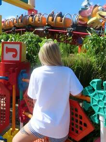 Disney-Toy Story Three Eyed Boy Printed T-Shirt | Unisex Oversized Style For Summer Outing - 白色 - 查看 2