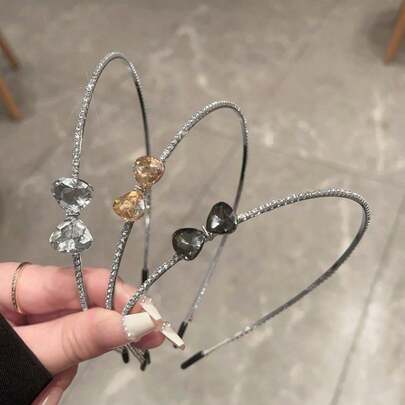 1件装奢华水钻蝴蝶结发箍，优雅闪亮女士发饰