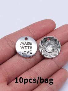 10 chiếc mặt dây chuyền hình trái tim khắc một mặt, kích thước 19x19mm, dùng để tự làm trang sức, vòng cổ, móc khóa, dây điện thoại, vòng tay, phụ kiện làm đồ thủ công mỹ nghệ. - Được làm bằng tình yêu - Xem 9