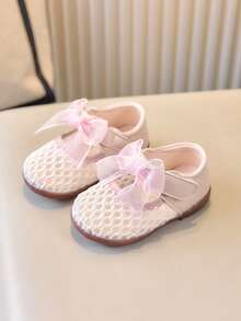 1 Pair Baby Girls' Summer New Lace Net Sandals, Flat Soft Bottom Casual Toddler Sandals - Pink - View 3