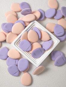 15/30/60/100pcs Mini Triangle Makeup Sponge Applicators, Waterproof PU Cosmetic Makeup Sponge Set, Suitable For Foundation, Concealer, Suitable For All Skin Types, Women Makeup Finger Sponges - Lilac Purple - View 3