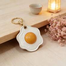 Fried Egg Leather Air Apple Tag Keychain Holder Access Card Cover Anti-Lost Case, Anti-Scratch Air Apple Tag Key Chain For Air Apple Tags, Accessories For GPS Item Finder Tracker - Multicolor - View 2