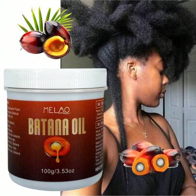  Pure Batana Oil, MELAO 100% Batana Oil For Hair, For Dry, Curly & Frizzy Hair, Nourishes & Smooths Hair, Tames Frizz, Adds Shine & Softness, Lightweight Non-Greasy, 100g/3.53oz