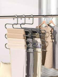 Percha en forma de S multifuncional de acero inoxidable y estante para pantalones, organizador de pinzas para pantalones antideslizante mágico - Ver 4