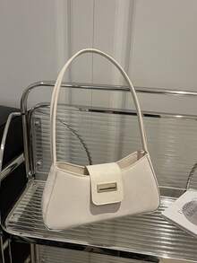 French Personalized Retro Baguette Handbag, New Korean Fashion Shoulder Tote Underarm Bag - White - View 8