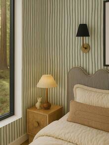 Beige And Sage Green Peel And Stick Striped Wallpaper - 1PC - View 3