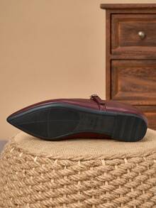 Women's Pointed Toe Splicing Low Vamp Flat Casual Shoes, Purple, Versatile, Suitable For Autumn & All Seasons - Redwood - View 7