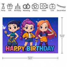 K-Pop Stage Witch Hunter Theme Girls Party Scene Birthday Party Backdrop Banner. K-Pop Theme Wall Decor. Photo Shooting Background. Ideal For Electronic Music Festival Celebrations, Room Decor And Display Props. - Multicolor - View 12