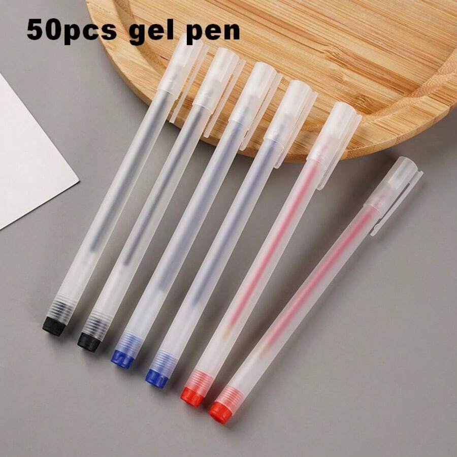 50支装液体墨水凝胶笔，黑/蓝/红三色可选，书写流畅，速干，适用于办公、学生、考试、返校文具用品 - 巨能寫中性筆 - 查看 1