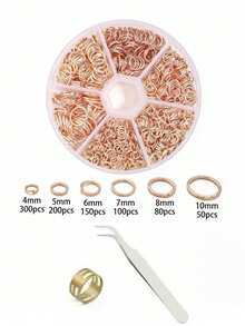 1 Box Multi-Size DIY Jewelry Earring Accessories - 4/5/6/7/8/10mm Single Loop Rings, Jewelry Making Tools Pliers, Jump Rings, Iron Rings, Decorative Rings, Open Rings, Earring Chains, Material Box Set, For Jewelry Making, Jump Rings - 6 Types Of Jump Ring Set - View 23