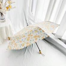 French Ins High-Quality Ditsy Floral Umbrella, Wooden Handle Sunshade Anti-UV Foldable Dual-Use Umbrella - Floral Umbrella - View 8