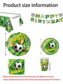 Juego de Vajilla con Tema de Fútbol - Platos y Vasos de Papel, Perfecto para Celebraciones de Fútbol, Reuniones de Aficionados, Fiestas de Cumpleaños, Bodas, Reuniones Familiares, Eventos al Aire Libre, Picnics en la Playa, Carnavales, Ramadán, Pascua, Día de San Patricio y talla grande - Multicolor - Ver 4
