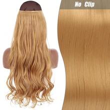 Clip-In Natural Hair Extension, Long Straight Synthetic Hairpiece, Blonde, Black, Mixed Color, Fake Hairpiece For Women HKQE - 玫瑰紅 - 查看 1