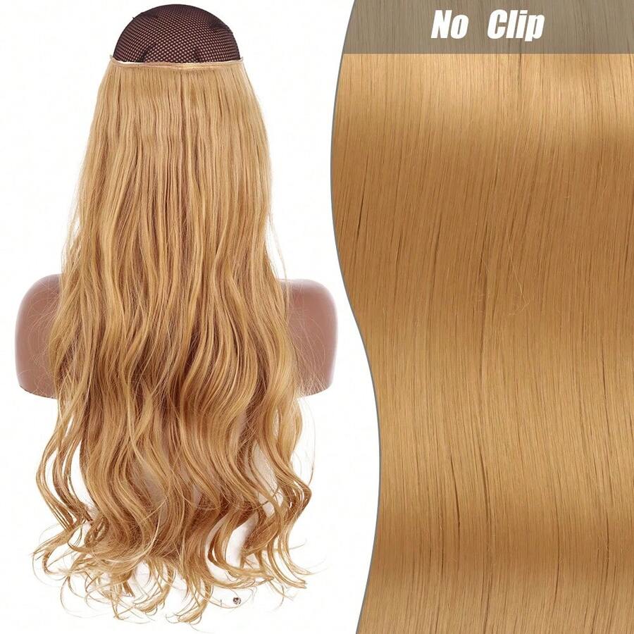 Clip-In Natural Hair Extension, Long Straight Synthetic Hairpiece, Blonde, Black, Mixed Color, Fake Hairpiece For Women HKQE - 玫瑰紅 - 查看 1