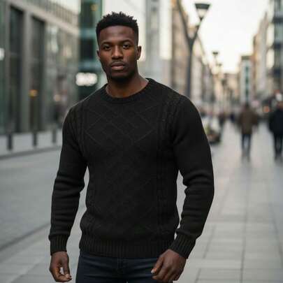 Suéter Masculino Tricot Premium Blusa Manga Longa Inverno Casaco Fro Inverno Moderno Estiloso Quente
