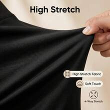 One Piece  Pocket    Fabric    Long     Women's Cross Waist Flared Pants With Pockets High Waist Stretchy Wide Leg Yoga Pants For Lounge Workout Daily - 黑色 - 查看 3