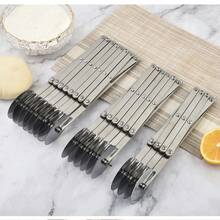 1pc Baking Tools, Stainless Steel Pizza Cutter, Adjustable Gap, Multi-Purpose Noodle Dough Cutter, Three-Wheel, Five-Wheel, Seven-Wheel Pizza Cutter - Silver - View 6