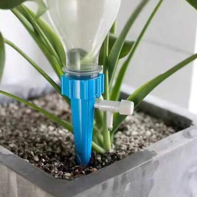 12pcs Automatic Plant Watering System - Outdoor Self Watering Device With Adjustable Valve, Fits 1.1 Inch/28mm Bottle Neck. Universal Bottle Adapter Drip Irrigation System For Indoor Gardening, Outdoor And Vacation Use. Durable Plastic, Suitable For Holiday Watering, Random Colors