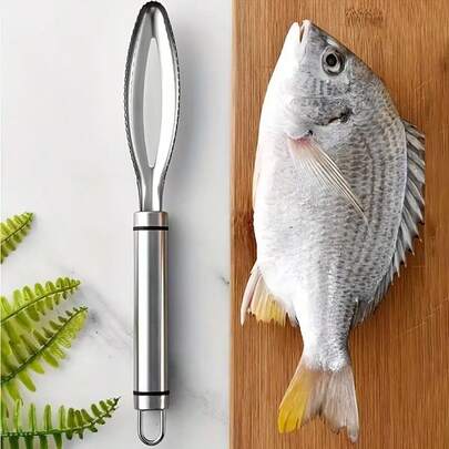 Stainless Steel Quick Fish Scaler, Featuring Serrated Design For Efficient Descaling, Material And Durable, Comfortable Handle Easy To Clean, Suitable For Home Kitchen, Outdoor Fishing, Professional Kitchens, A Practical Cooking Tool For Chefs, Housewives And Fishing Enthusiasts.