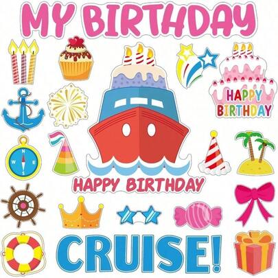 27 piezas Imanes decorativos para puerta de fiesta de cumpleaños en crucero, accesorios magnéticos reutilizables divertidos para cabina de barco, nevera de oficina, regalo para mujeres/hombres