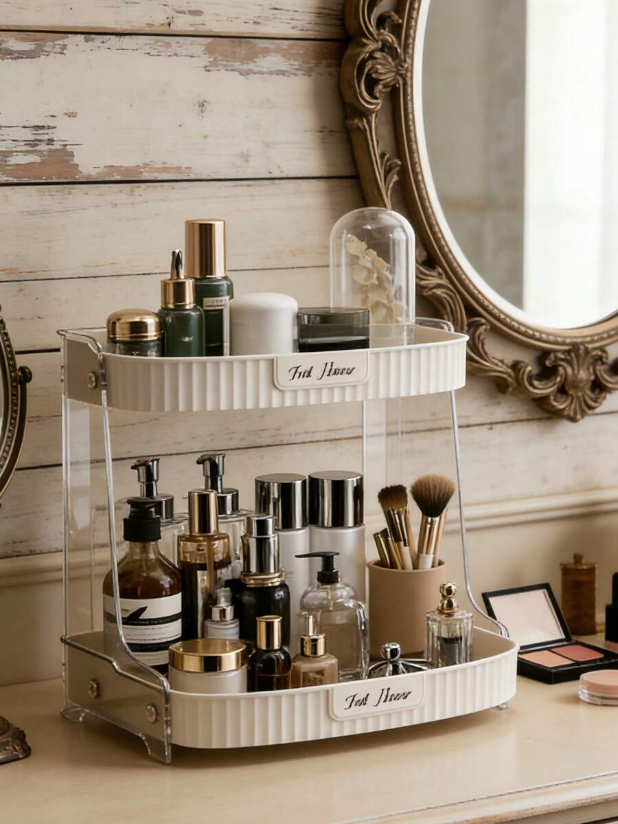 Cosmetic Storage Rack, Vanity Countertop Mask & Skincare Organizer, Dust-Proof Bathroom/Bedroom Desktop Beauty Storage Box