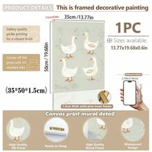 1幅帆布墙画，带框儿童房墙面装饰画，鸭子水彩画，复古农舍风格，鸭子主题艺术印刷品，儿童房装饰，孕妇房墙面装饰画，动物海报，女孩房装饰，男孩房装饰，幼儿园装饰，托儿所装饰，游戏室装饰，幼儿礼物，婴儿派对装饰礼物 - 彩色 - 查看 20