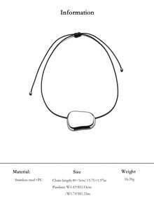 1pc Asymmetrical Geometric Metal Block Pendant Necklace, 18K Gold Plated Stainless Steel, Chic, Suitable For Women Everyday, Street, Party Wear - Gold - View 9