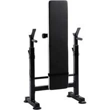 Steel Weight Bench W/ Squat Rack In Multiple Colors, 400 Lb User Capacity - Foldable Home Gym Equipment For Range Of Workouts W/ 6-Position Barbell Holder & Adjustable Seat And Recliner - Đen/Trắng - Xem 5