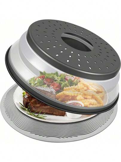 1 cái nắp đậy bằng silicon chống bắn dầu mỡ cho lò vi sóng - Tấm chắn bắn dầu mỡ, thích hợp cho thực phẩm/trái cây, nắp đậy lò vi sóng/lò nướng có lỗ thông hơi, có thể tái sử dụng, dùng được trong máy rửa chén, vật dụng thiết yếu trong nhà bếp, phụ kiện nhà bếp bảo quản thực phẩm và chống bụi.