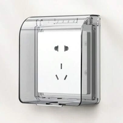 قطعة واحدة غطاء واقي حديث بسيط للمقبس المائي ذاتي اللصق المثبت على الحائط، غطاء مقبس كهربائي مقاوم للماء والغبار للحمام