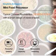 Wireless Electric Food Processor, 600ML Electric Food Chopper For Meat, Onions, Vegetables, Garlic, Complementary Food, Meat Chopper Blender - Orange - View 7