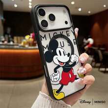Miniso 迪士尼米奇经典红色短裤设计手机壳，透明磁吸防震，适用于iPhone 17 Pro Max/17 Pro/17 Air/17/16/15/14/13/12/11/X/XS Pro/Pro Max系列。iPhone 17 Pro Max手机壳，iPhone 17 Pro手机壳，iPhone 17手机壳，圣诞礼物，送给女朋友的好选择 - 白色 - 查看 2