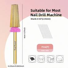 NotNoot Nail Drill Bits, 3-In-1 Tungsten Carbide 3/32'' Professional Bit, Anti-Clogging Cut Design, E-File, Removes Acrylic Hard & Soft Gel - Gold - View 4